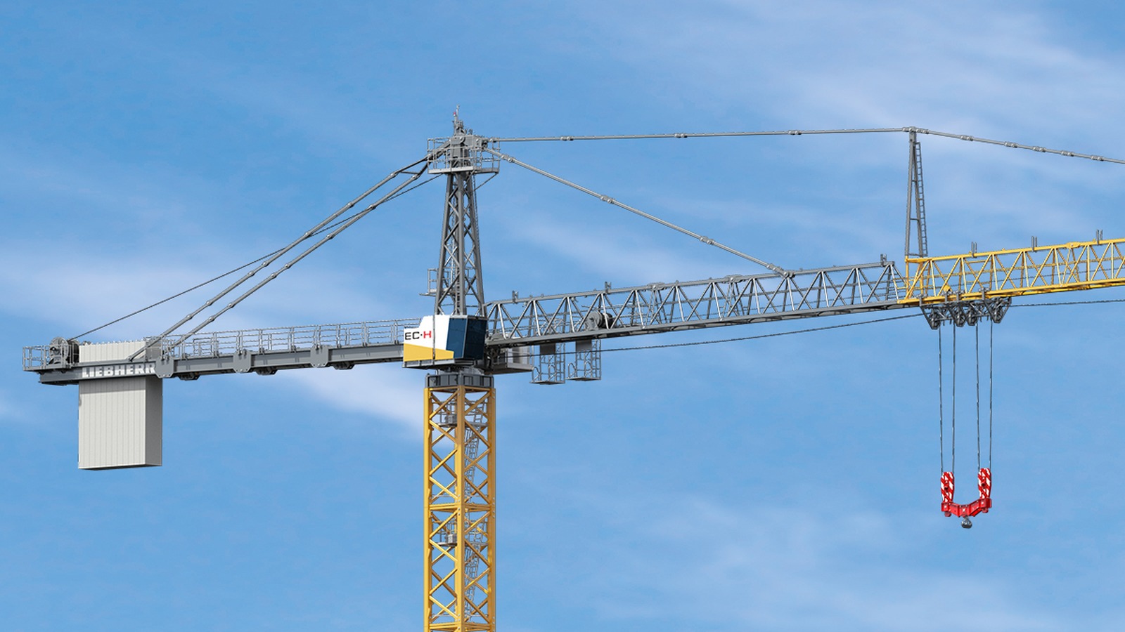 Grua de torre Liebherr 1000 EC-H trabalhando em obra